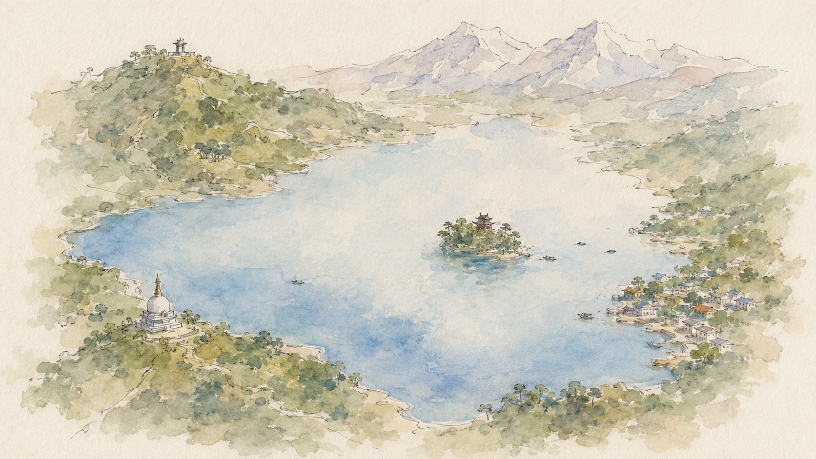 Illustrated map of Pokhara