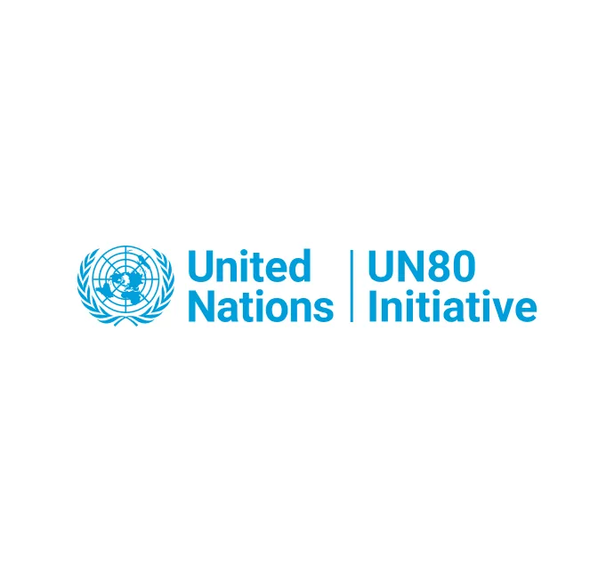 The UN80 Initiative lockup: the UN emblem, United Nations, and UN80 Initiative, in blue on white